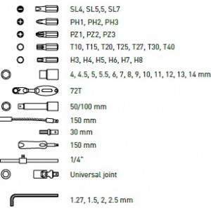 Сет битови со крцкало 1/4 72 заби 46п.